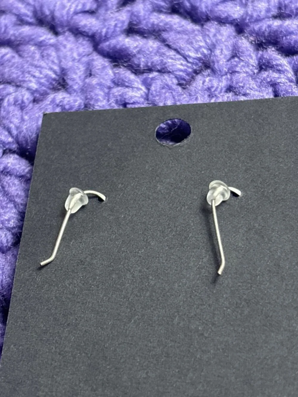 Blue Glass Beaded Dangle Earrings 925 Sterling Hooks 7/8 inch